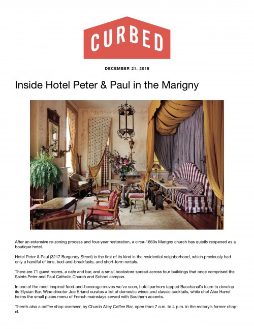 Inside Hotel Peter & Paul in the Marigny