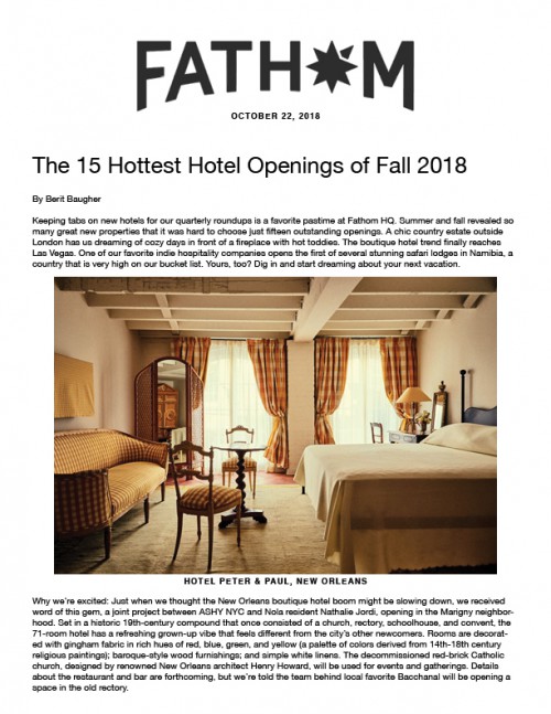 The 15 Hottest Hotel Openings of Fall 2018