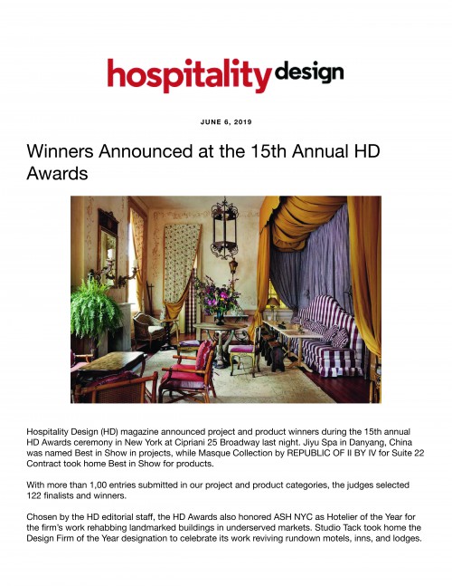Winners Announced at the 15th Annual HD Awards