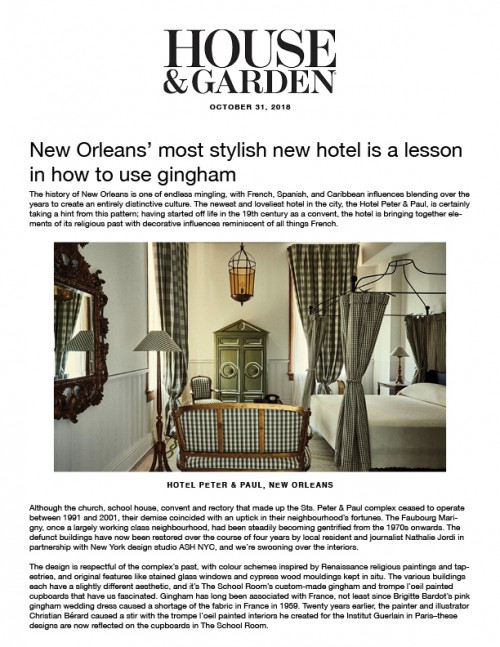 New Orleans' most stylish new hotel is a lesson in how to use gingham