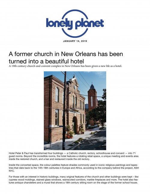 A former church in New Orleans has been turned into a beautiful hotel