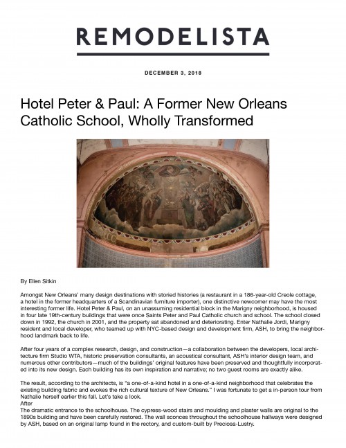 Hotel Peter & Paul: A Former New Orleans Catholic School, Wholly Transformed